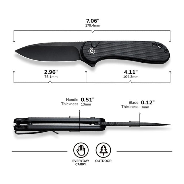 Navaja Civivi Elementum II Black G10