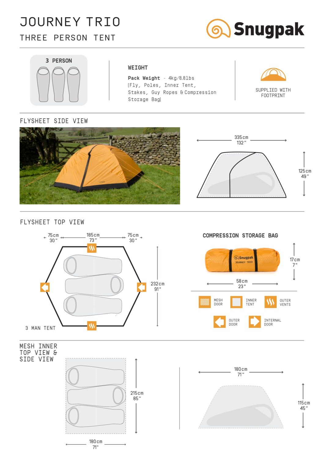 Carpa Snugpak Journey Trio 3 Personas