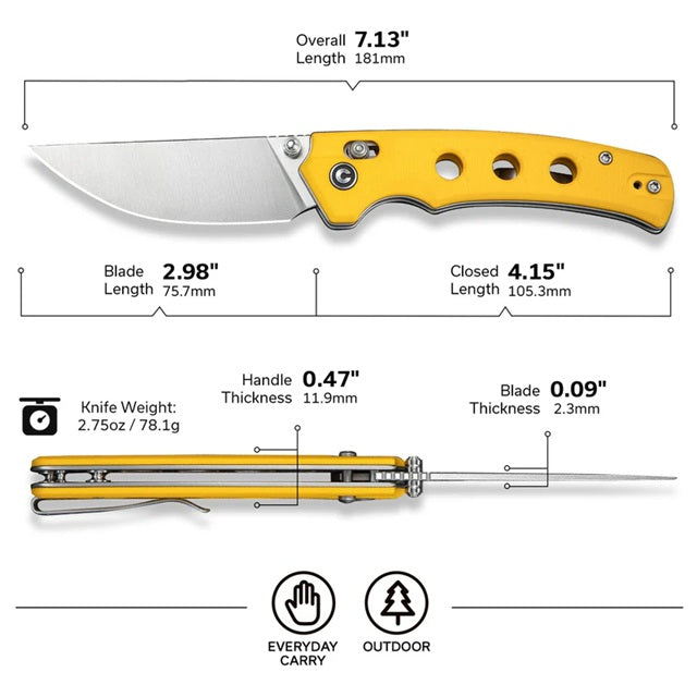 Navaja Civivi Noctis Yellow G10