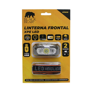 Linterna de Cabeza Black Bear Recargable XPE