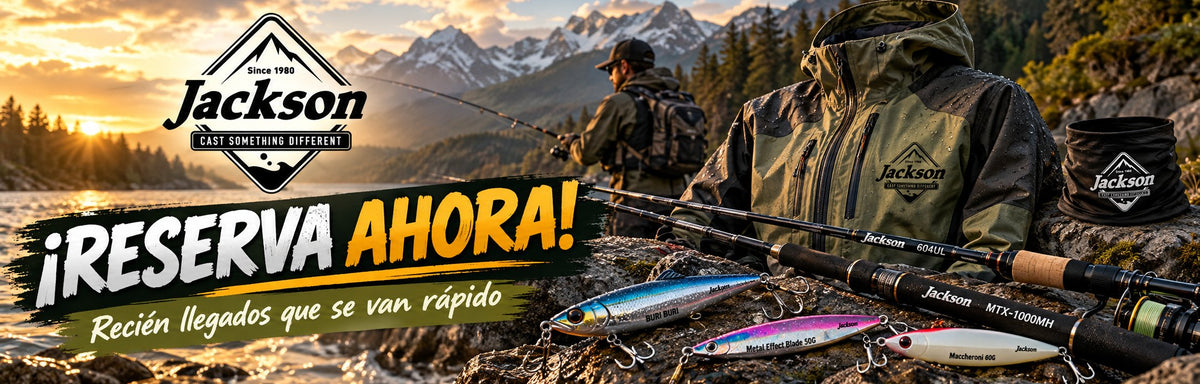 Jackson en Proutdoor: ¡Reserva ahora! Recién llegados que se van rápido. Chaqueta DWR, cañas 604UL y MTX, señuelos Buri Buri, Metal Effect Blade y Maccheroni