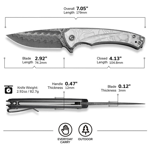 Navaja Civivi Voidflare Damascus